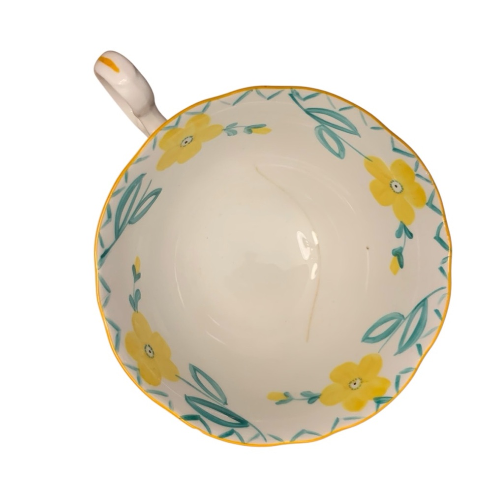 English Genuine Bone China Charming Yellow Floral Teacup and Saucer Set - Picture 5 of 10